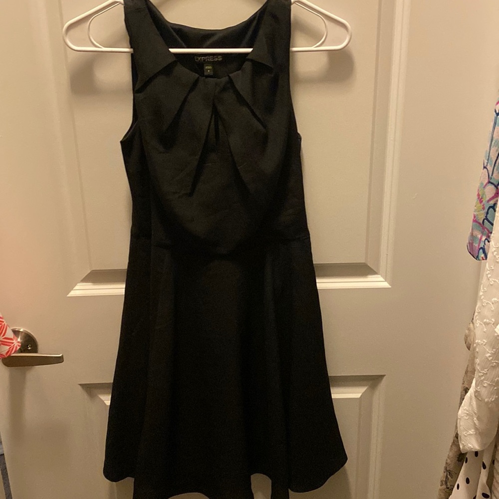 Express Black Key Hole Fit & Flare Dress in 0